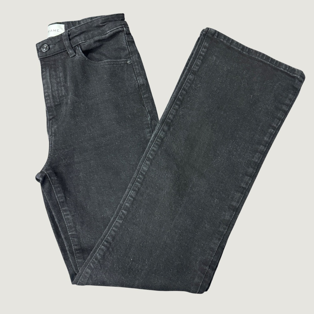 FRAME The Arrow Smokescreen High Rise Straight Leg Jeans Black 26 WP25DPAB02